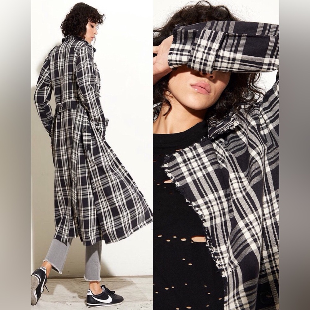NWT NSF plaid trench jacket